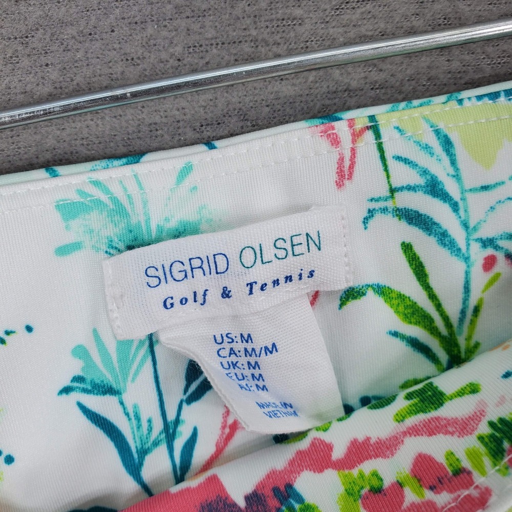 Sigrid Olsen Golf Skort Set Women M White Tropical Palm Print Zip Top Skirt - Picture 10 of 12